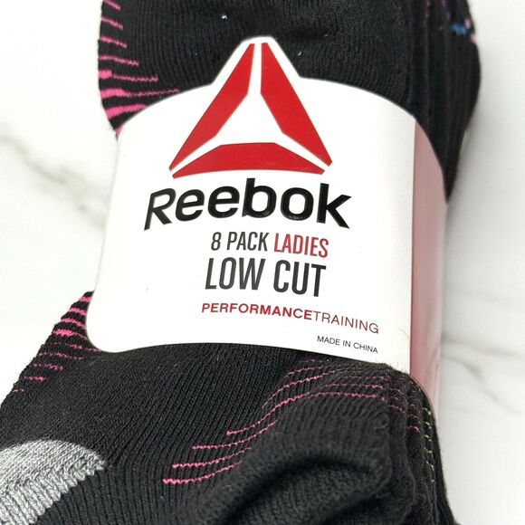 Reebok Ladies 8 Pk Low Cut Black Performance Training Socks Shoe Size 4 -10 New! - Picture 3 of 5